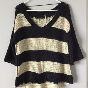 Free People Chunky Knit Sweater XS Black Stripes